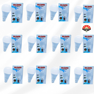 Bilbari 12 W Basic Round B22 LED Bulb(White, Pack of 12)