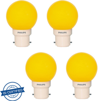 PHILIPS 0.5 W Basic Standard B22 LED Bulb(Yellow, Pack of 4)