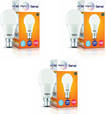 Wipro 14 W Basic Standard B22 LED Bulb(White, Pack of 3)