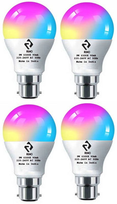 rino 9 W Basic Standard B22 LED Bulb(RGB, Pack of 4)