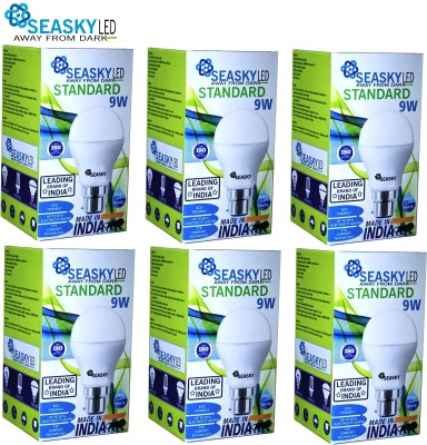 seasky 9 W Standard B22 LED Bulb(White, Pack of 6)
