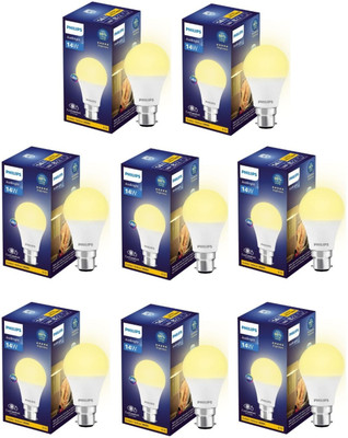 PHILIPS 14 W Basic Round B22 LED Bulb(Yellow, Pack of 8)