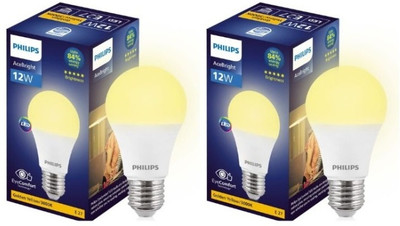 PHILIPS 12 W Basic Round E27 LED Bulb(Yellow, Pack of 2)