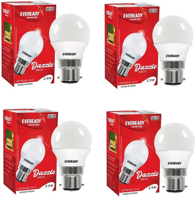EVEREADY 2.5 W Basic Standard B22 LED Bulb(White, Pack of 4)