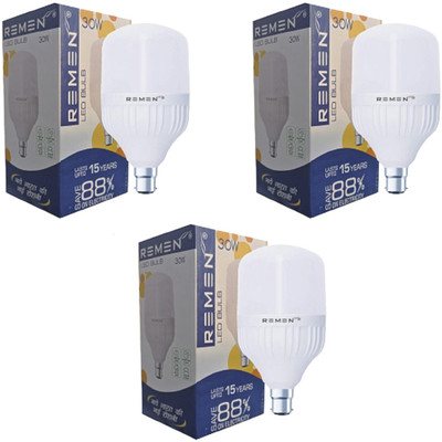 REMEN 30 W Basic Standard B22 LED Bulb(White, Pack of 3)