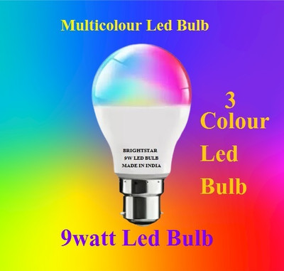 Brightstar 9 W Basic Round B22 LED Bulb(Blue, Red, Pink)
