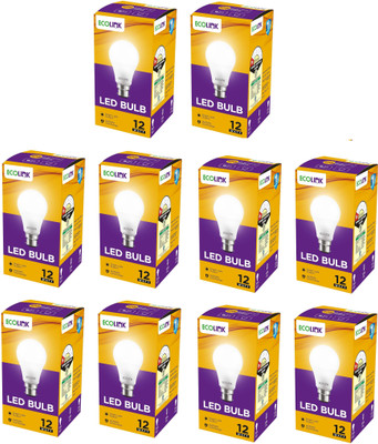 EcoLink 12 W Eye Safety Compliance Standard B22 LED Bulb(White, Pack of 10)