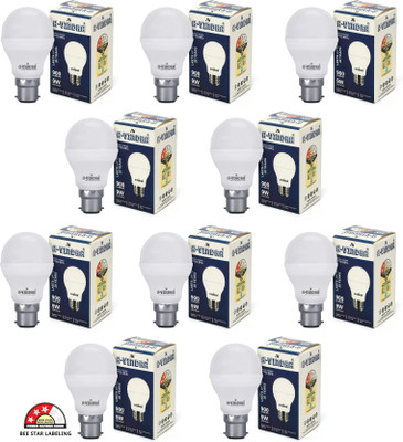 AVINDRA 9 W Basic Round B22 LED Bulb(White, Pack of 10)