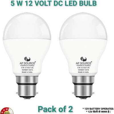 AP Source 5 W Basic Round B22 LED Bulb(White, Pack of 2)