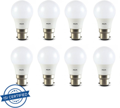 PHILIPS 3 W Basic Round B22 LED Bulb(Yellow, Pack of 8)