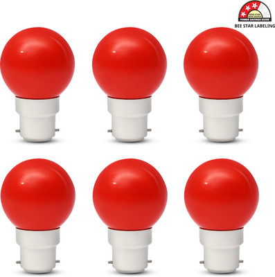 Glowing Night 0.5 W Basic Decorative B22 LED Bulb(Red, Pack of 6)