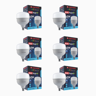 ANCHOR 40 W Basic Round B22 LED Bulb(White, Pack of 6)