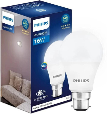 PHILIPS 16 W Basic Round B22 LED Bulb(White)