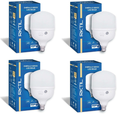 RKTIL 40 W Basic Round B22 LED Bulb(White, Pack of 4)