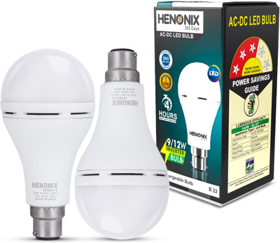 HENONIX 12 W Inverter Round B22 Inverter Bulb(White, Pack of 2)