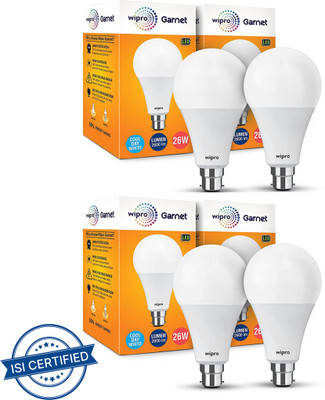 Wipro 26 W Basic Standard B22 LED Bulb(White, Pack of 4)