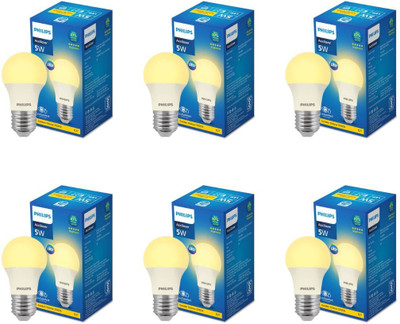 PHILIPS 5 W Basic Round E27 LED Bulb(Yellow, Pack of 6)