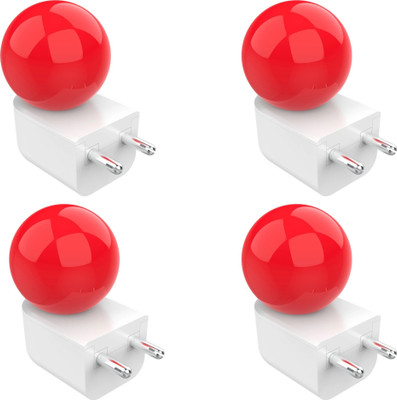Fybros 0.5 W Basic Decorative Plug & Play, 2 Pin Night Bulb(Red, Pack of 4)