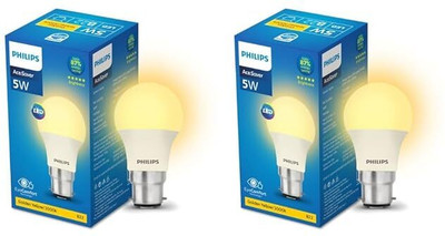 PHILIPS 5 W Basic Round B22 LED Bulb(Yellow, Pack of 2)