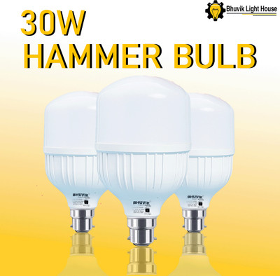 BHUVIK 30 W Eye Safety Compliance Round B22 D LED Bulb(White)
