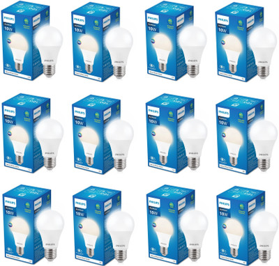 PHILIPS 10 W Basic Standard E27 LED Bulb(White, Pack of 12)