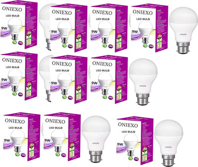 ONIEXO 9 W Inverter Round B22 D LED Bulb(White, Pack of 10)