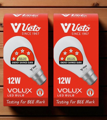 Veto 12 W Basic Round B22 LED Bulb(White, Pack of 2)