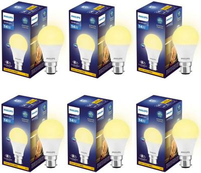 PHILIPS 14 W Basic Round B22 LED Bulb(Yellow, Pack of 6)