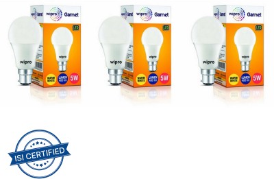 Wipro 5 W Standard B22 LED Bulb(Yellow, Pack of 3)