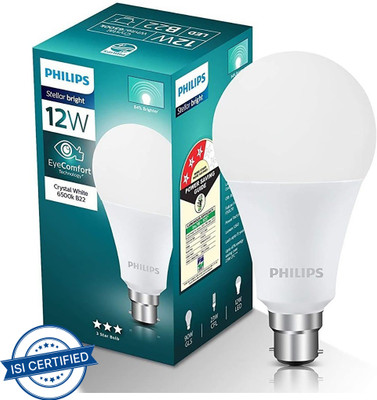 PHILIPS 12 W Basic Round B22 LED Bulb(White)