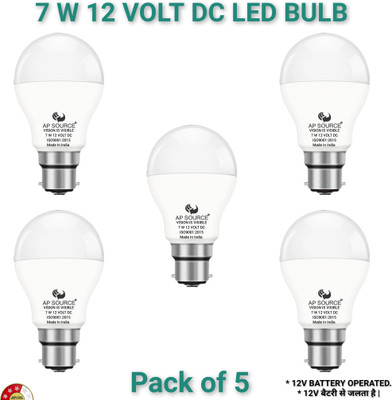 AP Source 7 W Basic Round B22 LED Bulb(White, Pack of 5)