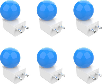 Fybros 0.5 W Basic Decorative Plug & Play, 2 Pin Night Bulb(Blue, Pack of 6)