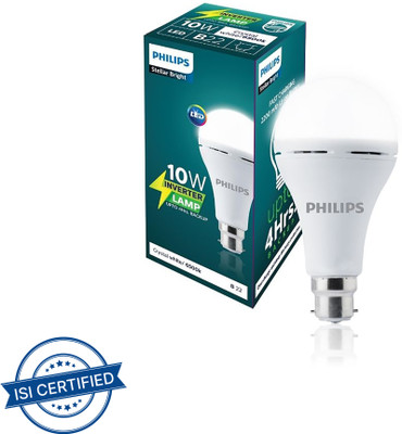 PHILIPS 10 W Inverter Round B22 LED Bulb(White)