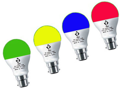 rino 7 W Basic Standard B22 LED Bulb(Multicolor, Pack of 4)