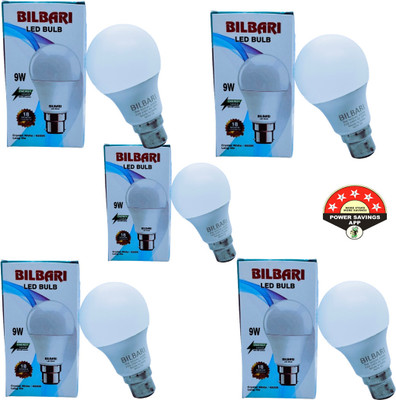 Bilbari 9 W Basic Round B22 LED Bulb(White, Pack of 5)