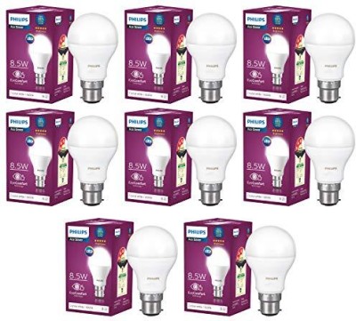 PHILIPS 8.5 W Round B22 LED Bulb(White, Pack of 8)