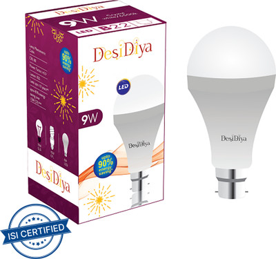 Desidiya 9 W Round B22 LED Bulb  (White) For Rs. 59 @ 70 %