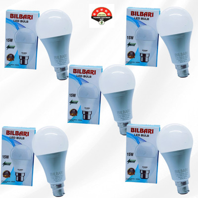 Bilbari 15 W Basic Round B22 LED Bulb(White, Pack of 5)