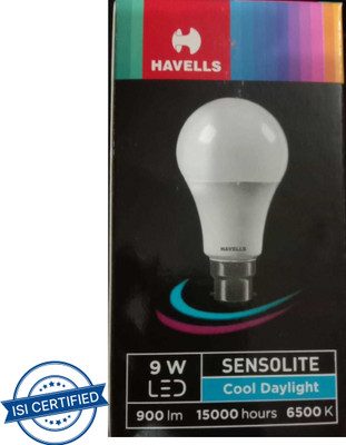 HAVELLS 9 W Motion Sensor Round B22 LED Bulb(White)