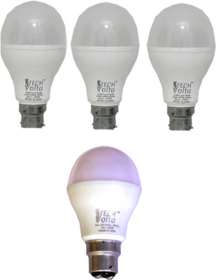 Techvolta 15 W, 9 W Basic Round B22 LED Bulb(White, Pack of 4)