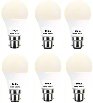 Dhija 10 W Round B22 LED Bulb(Yellow, Pack of 6)