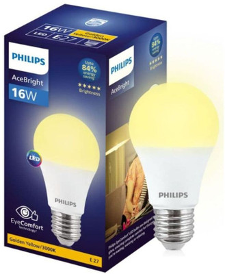 PHILIPS 16 W Basic Round E27 LED Bulb(Yellow)