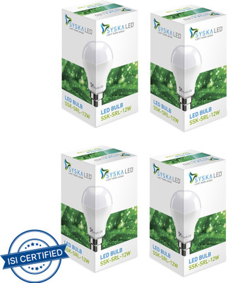 Syska 12 W Basic Standard B22 LED Bulb(White, Pack of 4)