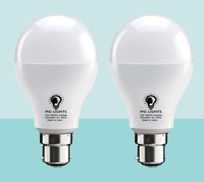 mg lights 12 W Basic Arbitrary B22 LED Bulb(White, Pack of 2)