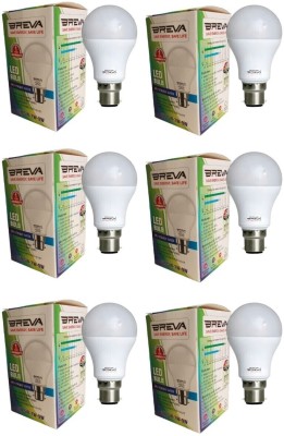 Goldbreva 9 W Round B22 D LED Bulb(White, Pack of 6)