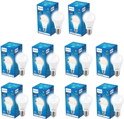 PHILIPS 10 W Basic Standard E27 LED Bulb(White, Pack of 10)