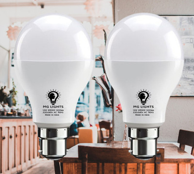 mg lights 12 W Basic Arbitrary B22 LED Bulb(White, Pack of 2)