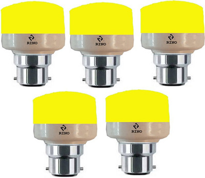 rino 7 W Basic Standard B22 LED Bulb(Yellow, Pack of 5)