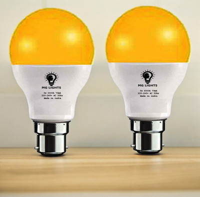 mg lights 5 W Basic Arbitrary B22 LED Bulb(Yellow, Pack of 2)