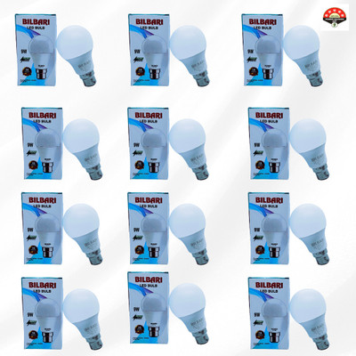 Bilbari 9 W Basic Round B22 LED Bulb(White, Pack of 12)
